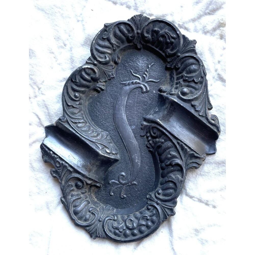 Art Nouveau Ash Tray Trinket Dish With Flowers Antique Metal Collectible